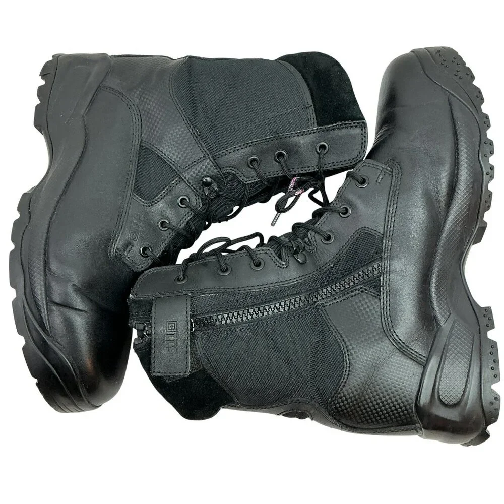 5.11 Tactical Series ATAC 8" Side Zip Combat Boots Mens 13 Leather Nylon Black - Picture 5 of 14